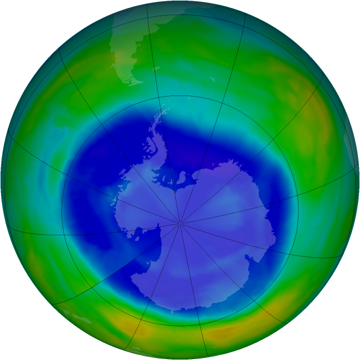 Antarctic ozone map for 07 September 2008